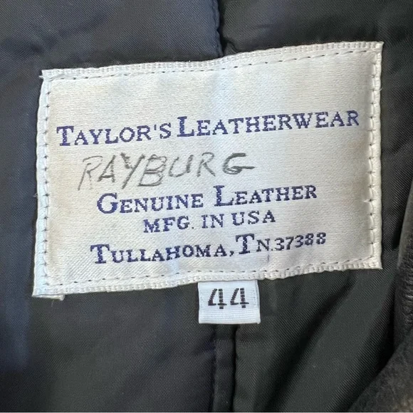 Vintage Taylor's Leatherwear USA Leather Motorcycle Bomber Jacket Mens 44 Police